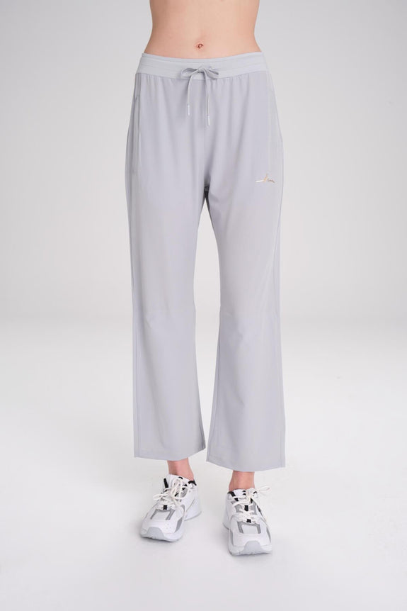 Active Double-Layered Leggings Straight-Cut Black Sports Pants Sweatpants Gray