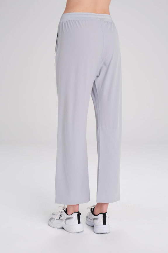 Active Double-Layered Leggings Straight-Cut Black Sports Pants Sweatpants Gray