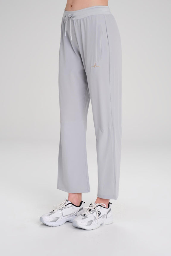 Active Double-Layered Leggings Straight-Cut Black Sports Pants Sweatpants Gray