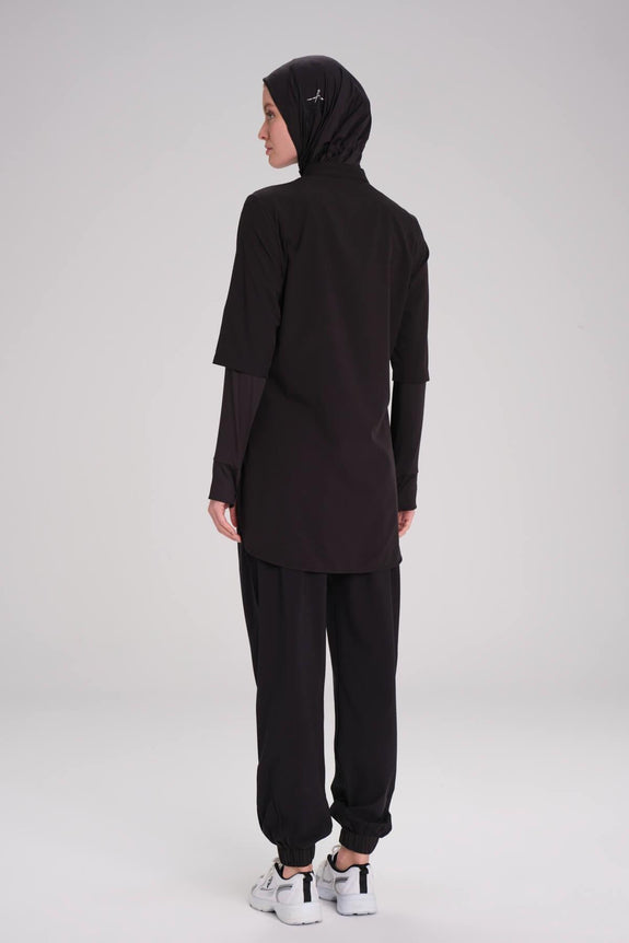 Modest Active Long-Sleeve Zippered Blue Modest Training T-Shirt TC2