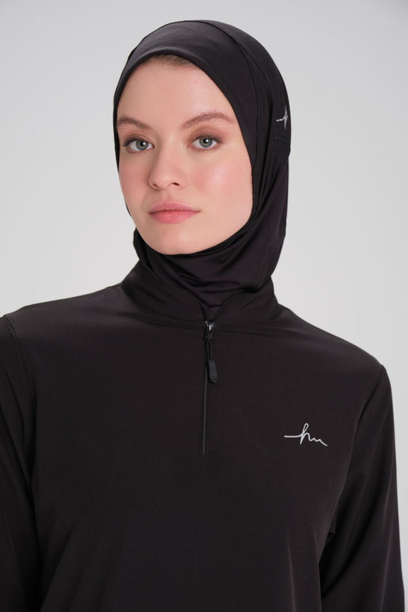 Modest Active Long-Sleeve Zippered Blue Modest Training T-Shirt TC2