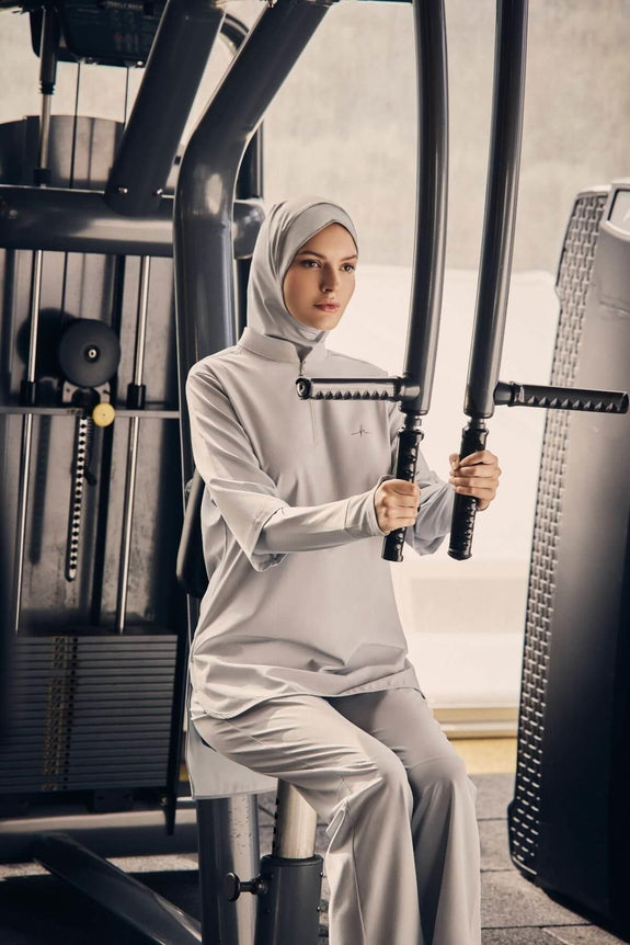 Modest Active Long-Sleeve Zippered Blue Modest Training T-Shirt TC6