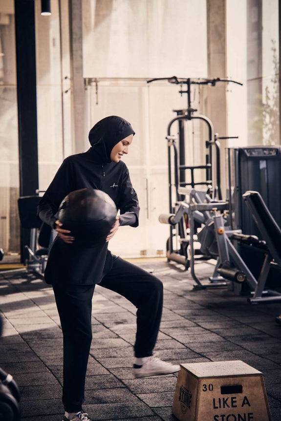 Modest Active Long-Sleeve Zippered Blue Modest Training T-Shirt TC2