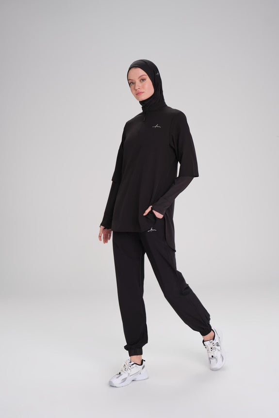 Modest Active Long-Sleeve Zippered Blue Modest Training T-Shirt TC2