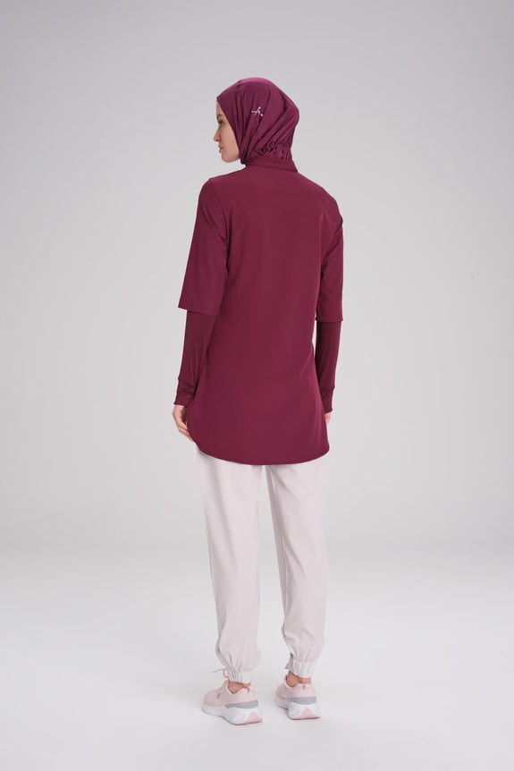 Modest Active Long-Sleeve Zippered Blue Modest Training T-Shirt TC4